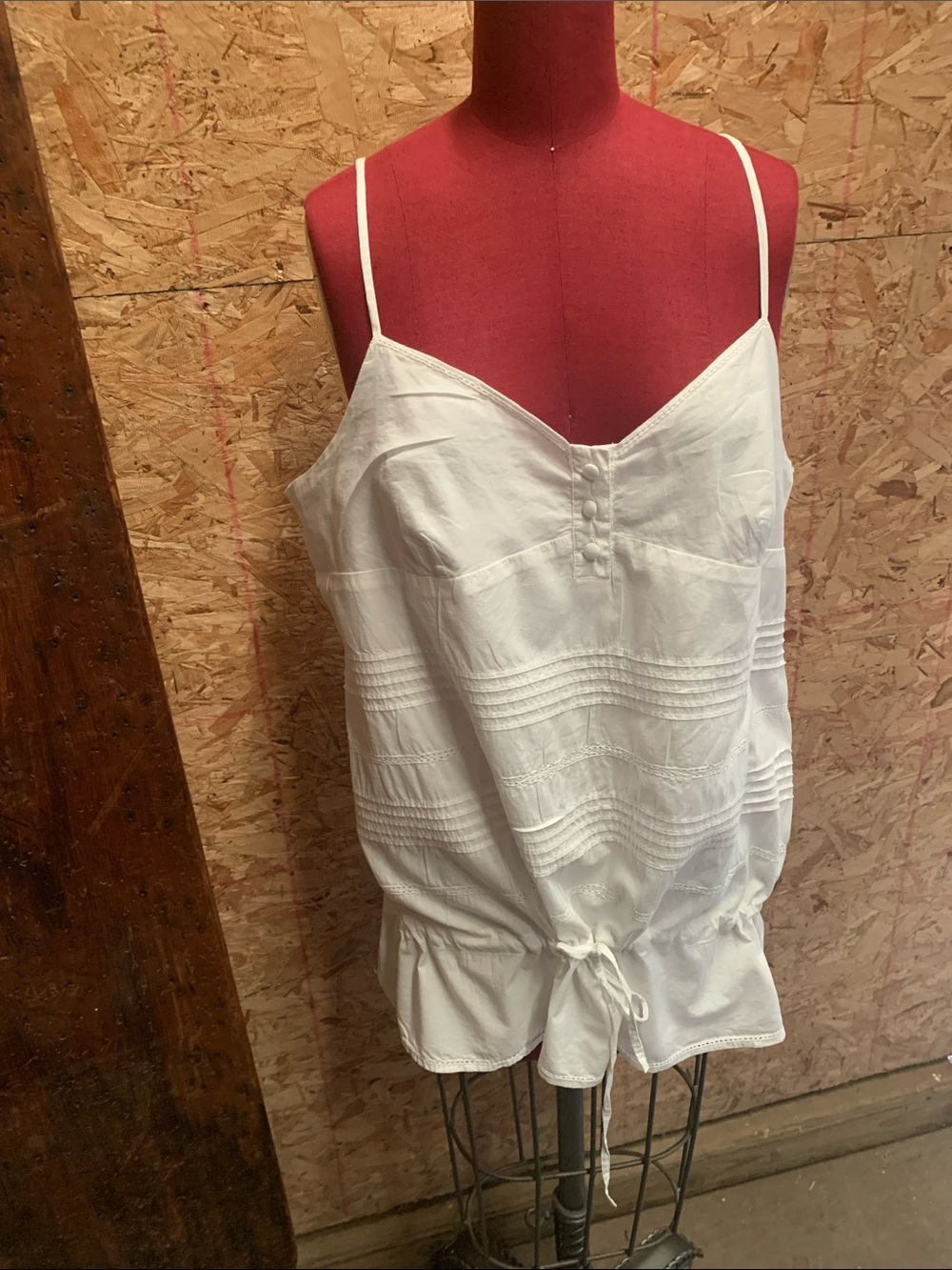 Cotton pin tuck front cami/top